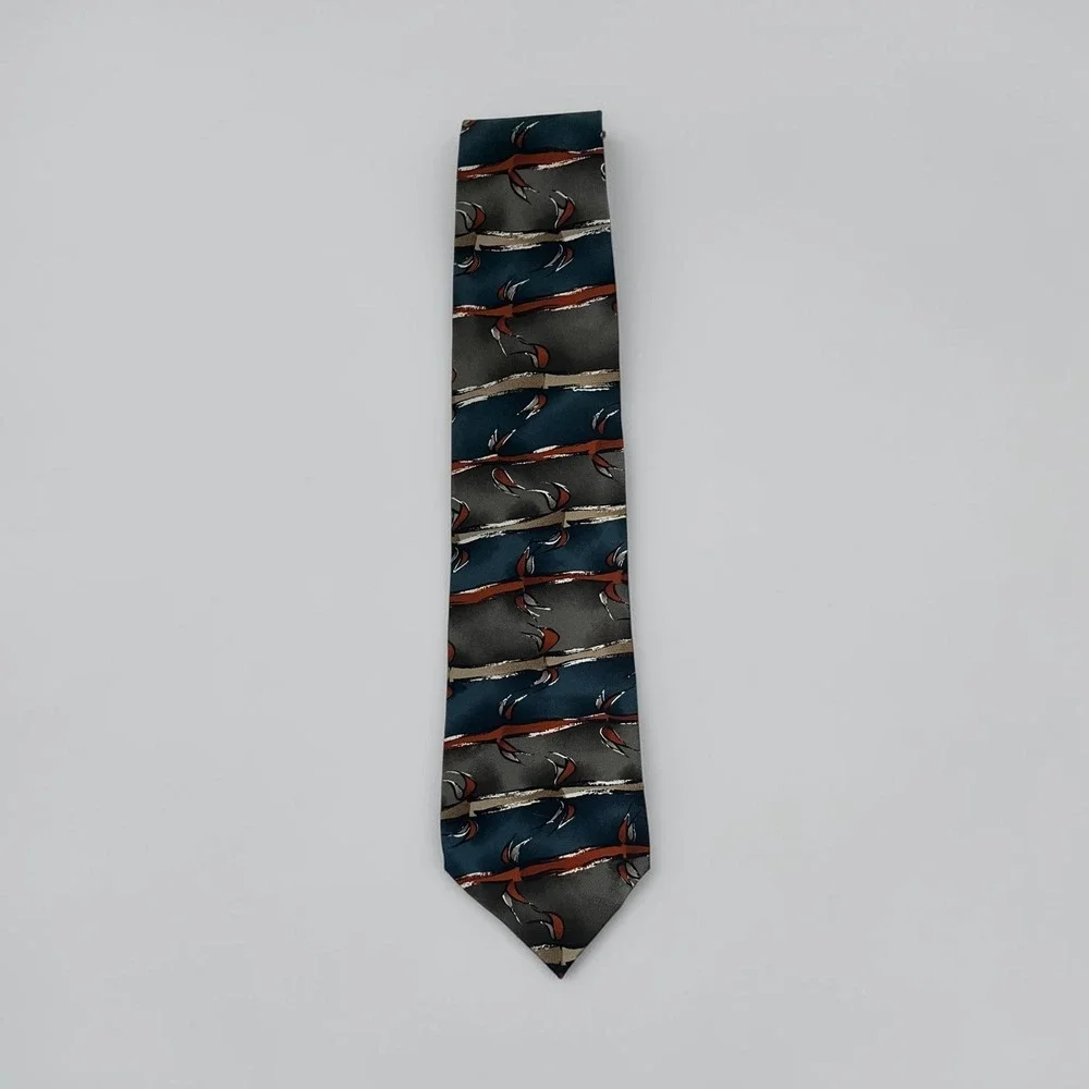 Vintage Jerry Garcia Silk Tie Stonehenge Art In Neckwear Abstract Blue Grey
